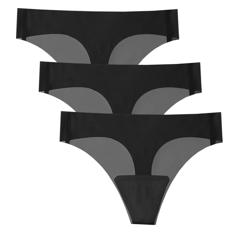 1/3Pcs Women Summer Ultra-thin Briefs Transparent Seamless Thong Panties Female Low-rise Underpants Quick Drying Underwear M-XL