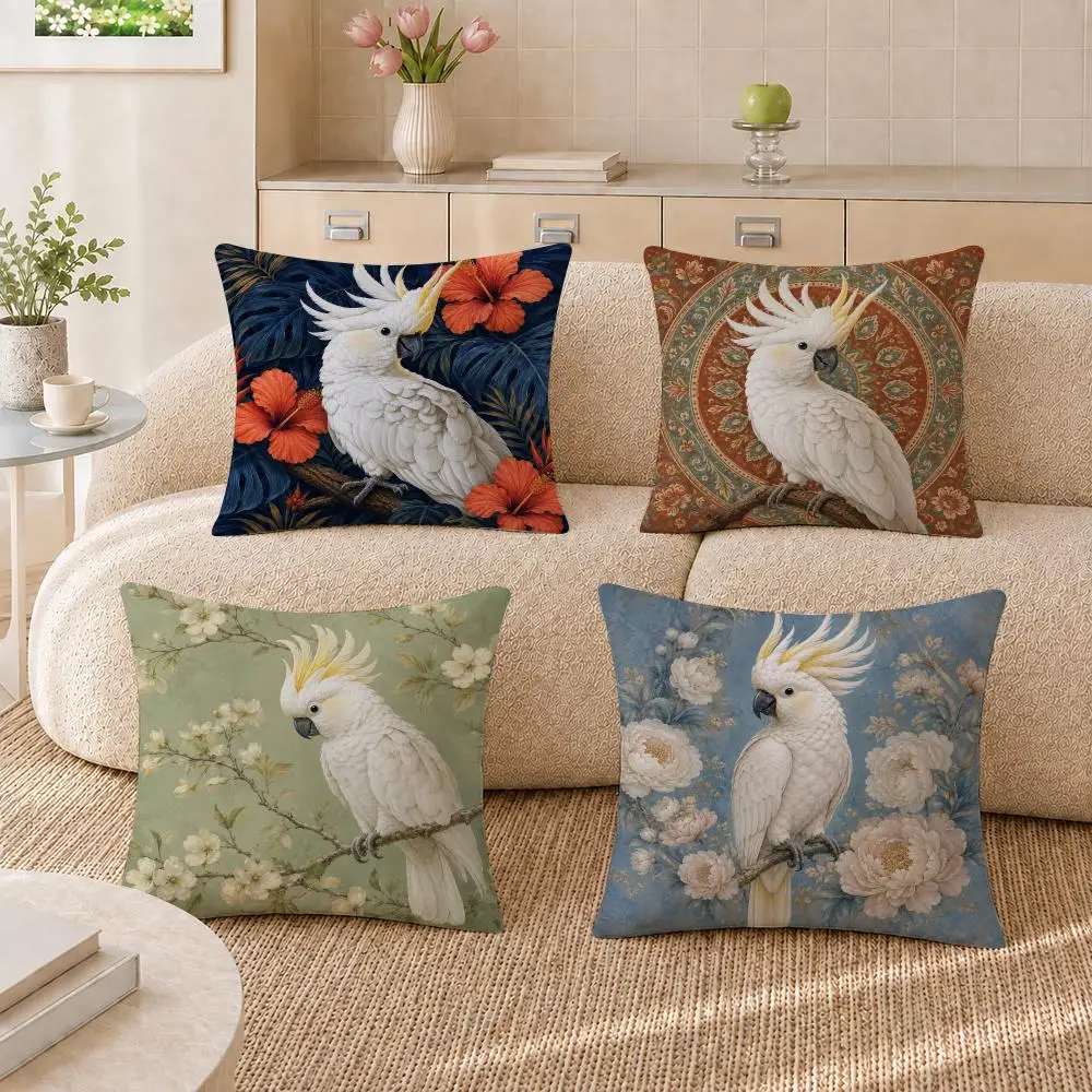 White Cockatoo Bestseller bird Cushion Cover Pillowcase Sofa Living Room Home Gift Office Decor Protective Covers