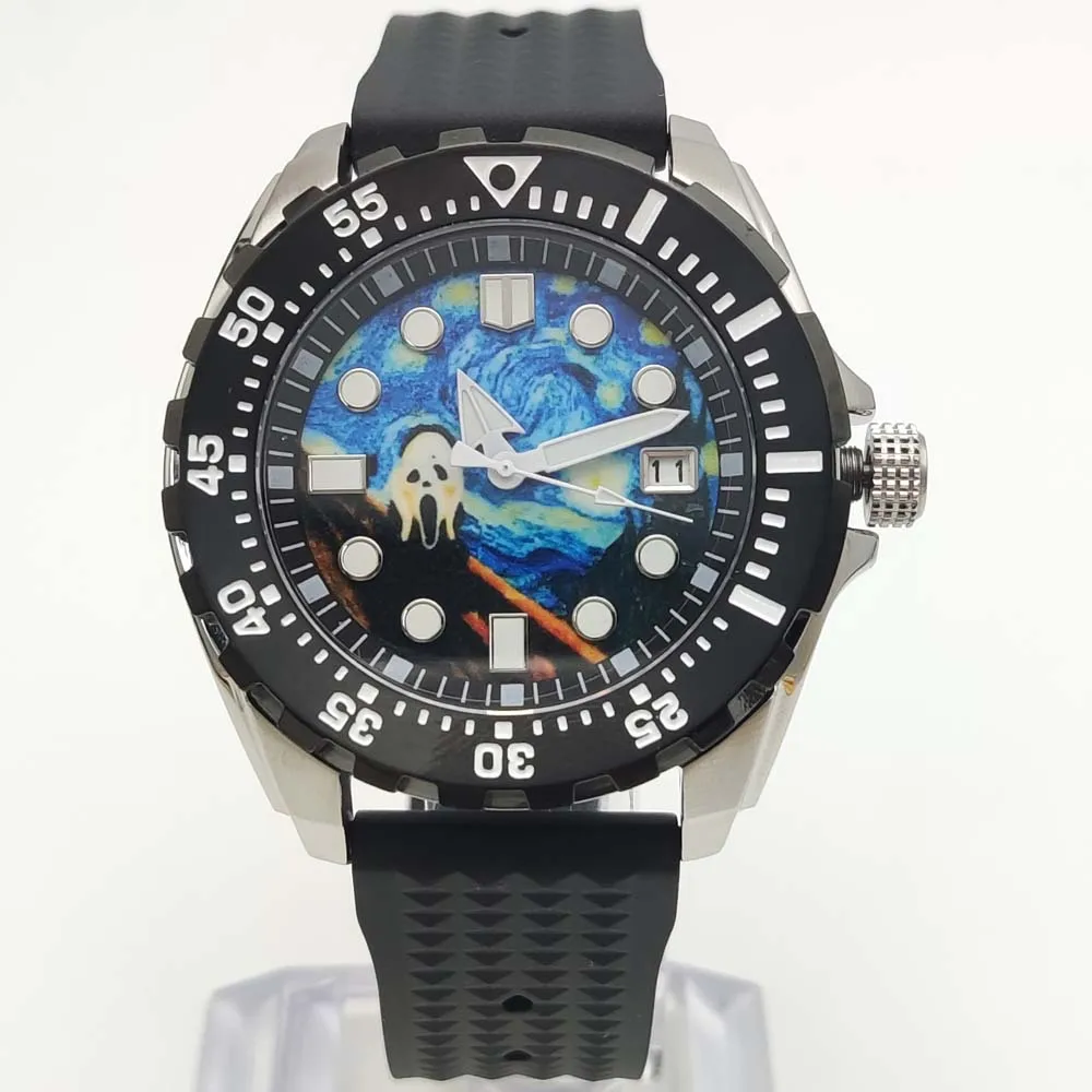 44mm NH35 Fashion Watch Unidirectional Rotating Bezel Sapphire Glass 316L Stainless Steel 50M Waterproof