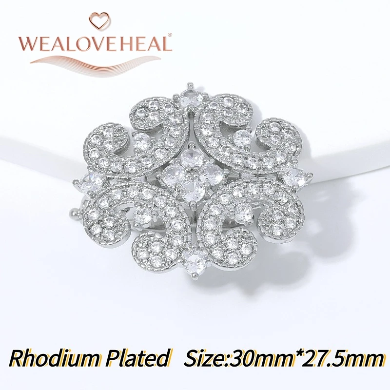 verschluss schmuck, schmuckherstellung zubehör, 18K Vergoldeter Messing-Doppelreihen-Blumen-Scroll-Perlenverschluss, Micro-Pavé-CZ-Blumencluster-Clip für DIY-Halsketten- und Armbandzubehör – Detail 20