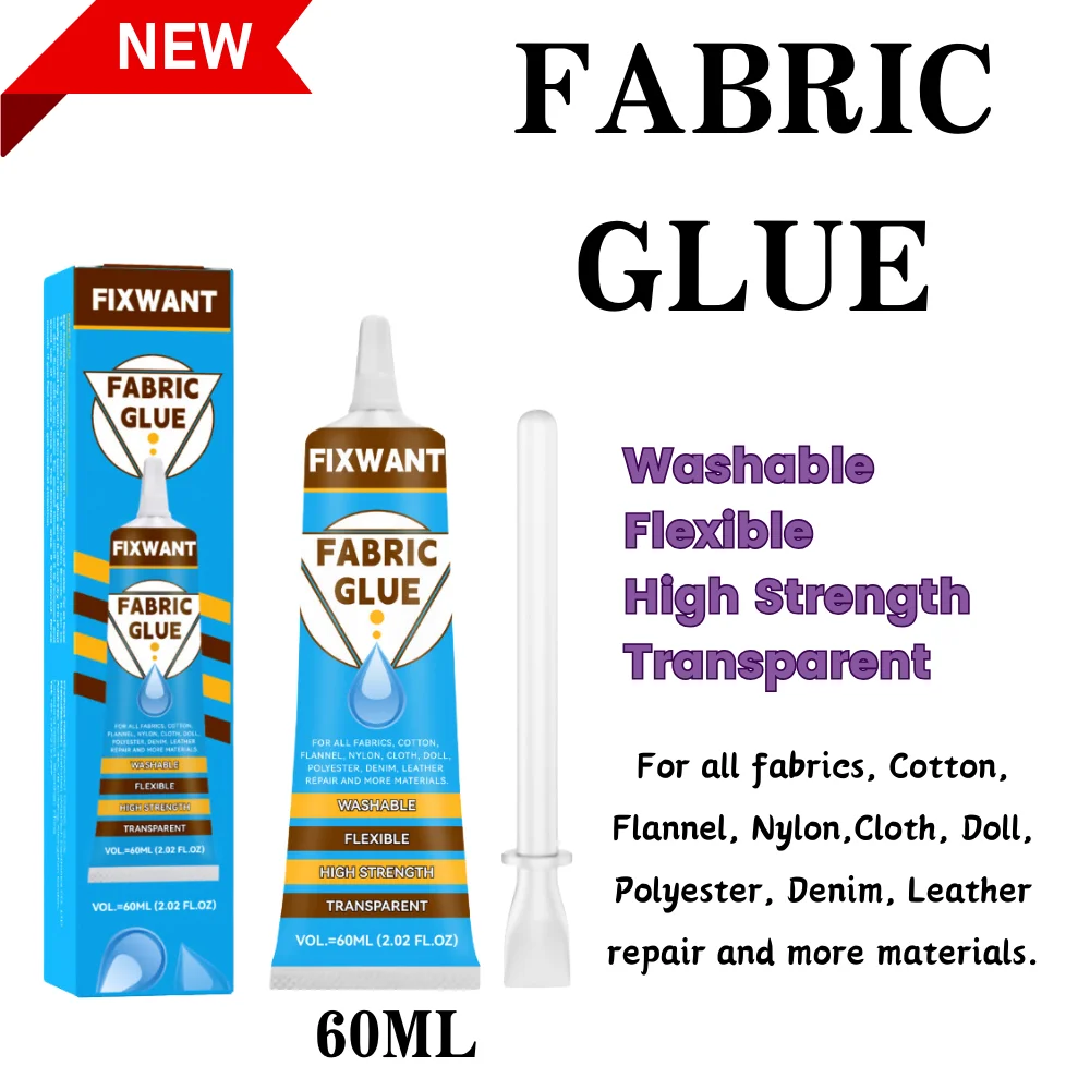 

FIXWANT 60ML Fabric Glue Clear Contact DIY Cloth Fibre Adhesive Multipurpose Wedding Dress Leather Bag Diamond Glass Glue