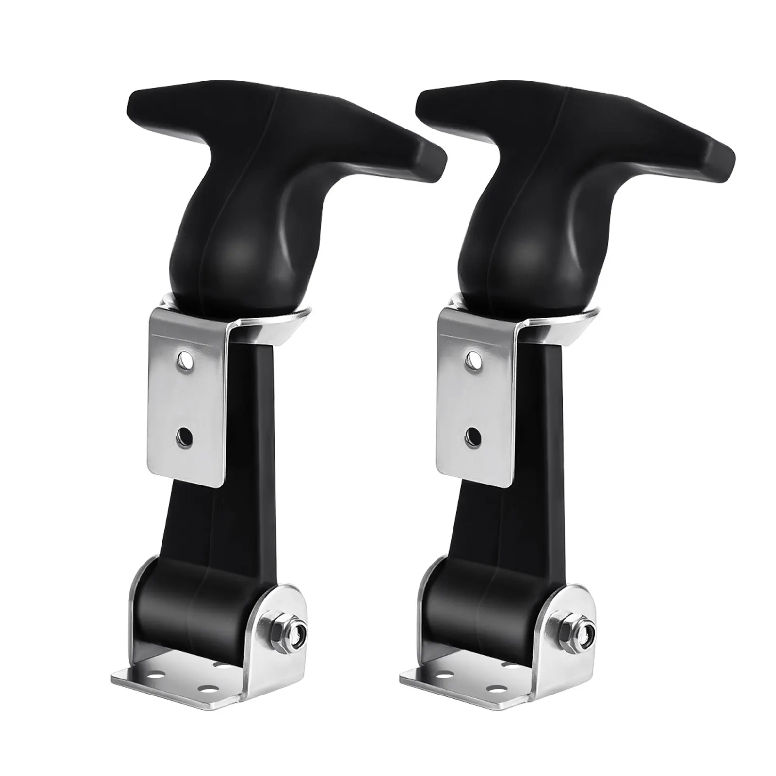 2Pcs Stainless Steel Rubber Draw Latch Flexible T Handle Non-Corrosive Vibration Absorbing for Automotive Tool Box