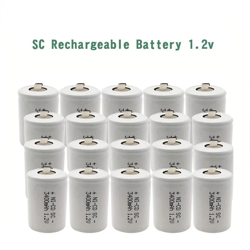 18/26PCS SC 3400mAh 1.2V Rechargeable Battery Sub C NI-CD Cell with Welding Tabs for Electric Drill Screwdriver Milwaukee