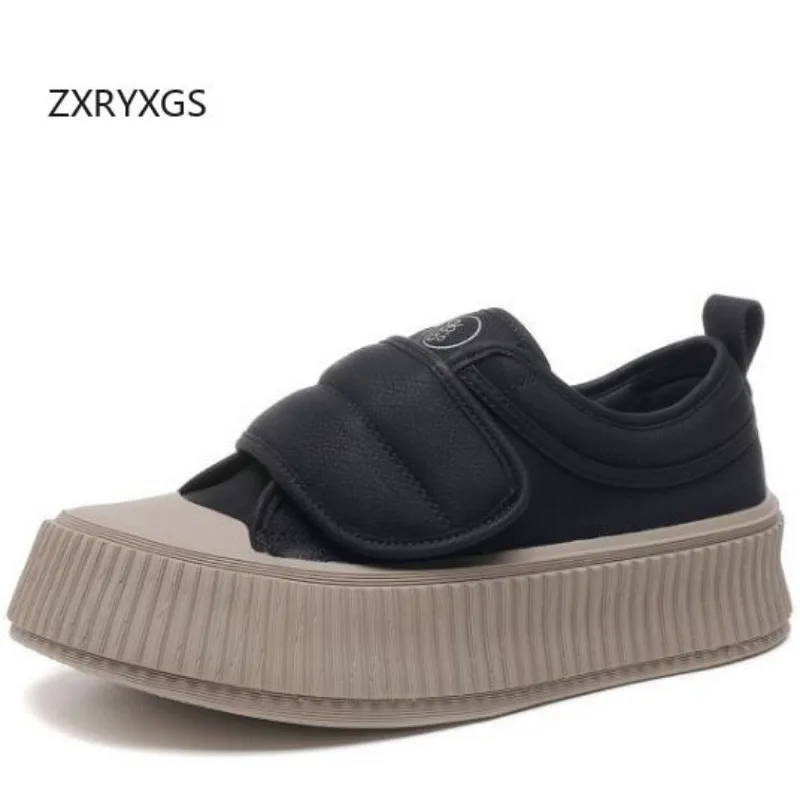 ZXRYXGS Promotion Soft Genuine Leather Platform Shoes Increase Sneakers Casual Shoes New 2024 Light Comfort Women Sneakers Tide