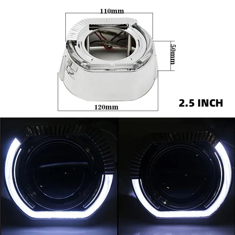 LKA 2pcs 2.5 Inch 3 Inch Angel Eyes Led Easy Install Koito Q5 Bixenon Hid Projector Lens Shroud Mask Cover Headlight Car Styling