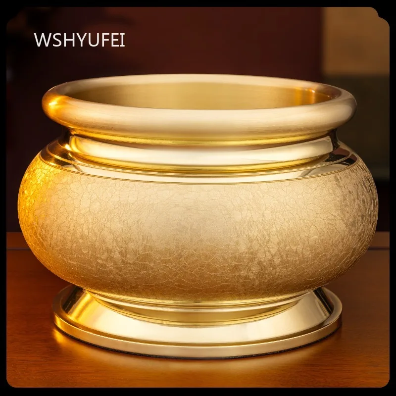 Copper Buddhist Worship Set Incense Burner Fruit Plate Water Cup Crystal Lotus Lamp Altar Supplies Home Buddha Hall Decor