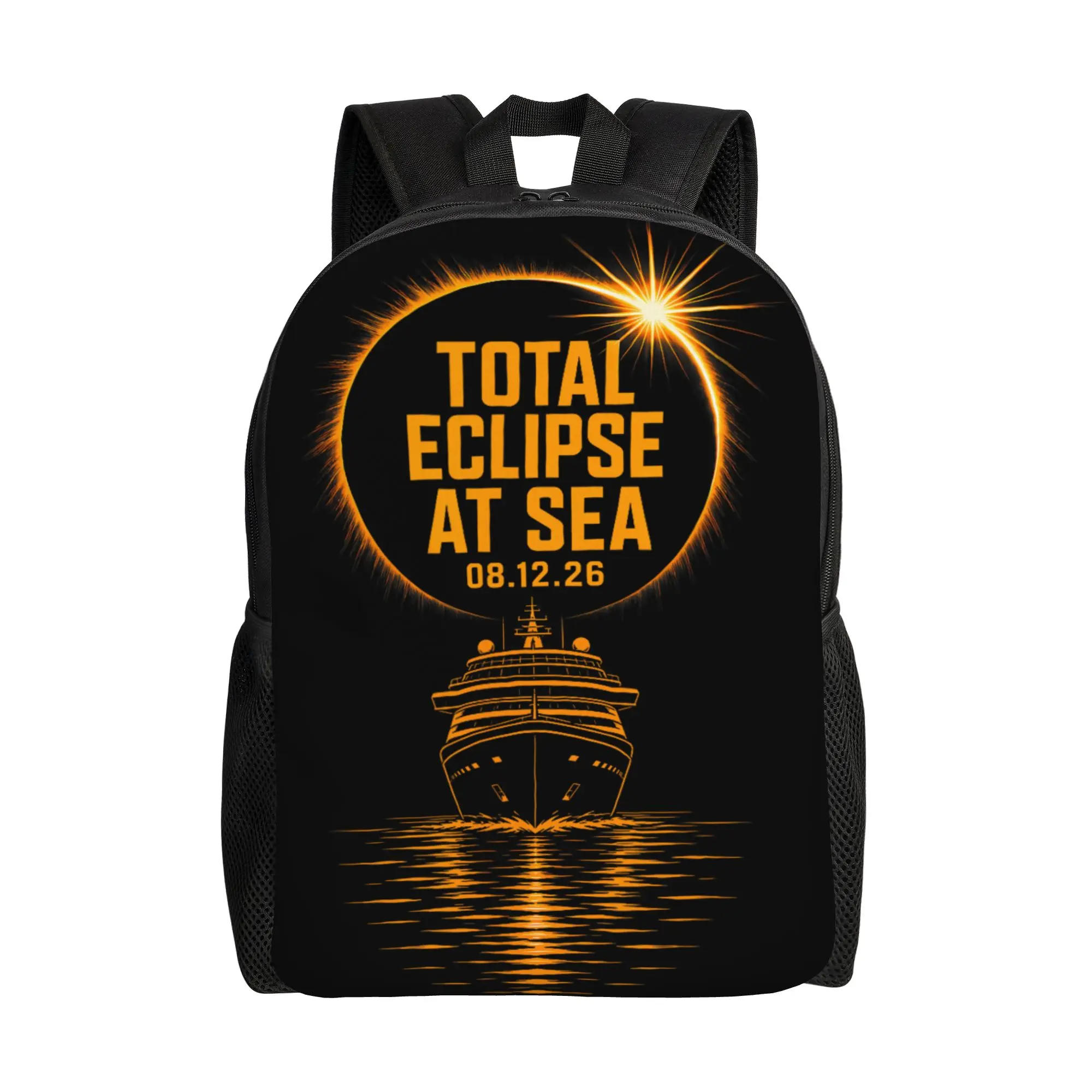 Sea Cruise Ship Iceland Total Solar Eclipse 12 August 2026 Teenage Backpack Gift Daypack for Men Women Laptop Shoulder Bag