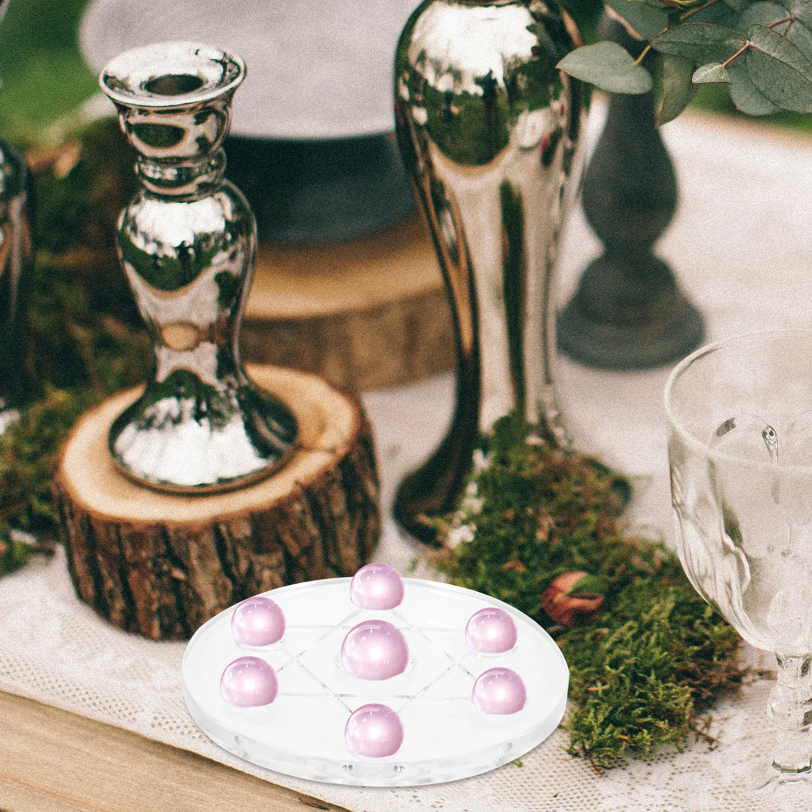 

Seven-Star Array Acrylic Crystal Sphere Stand Decorative Ball Holder Display Base for Home Study Living Room Ornament