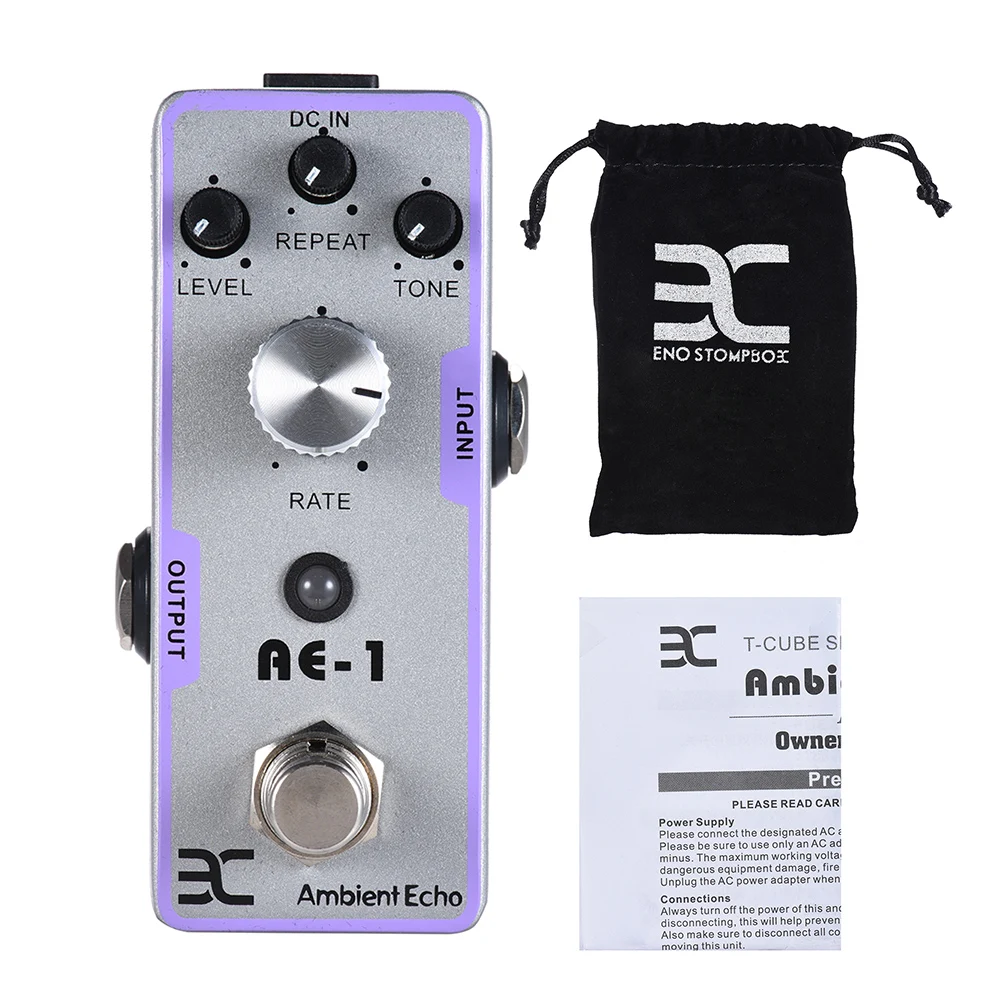 Eno Tc-21 Echo Guitar Effects Pedal Processors Effect Pedal True Bypass Ambient Delay Reverb Premium Bass Guitar Overdrive