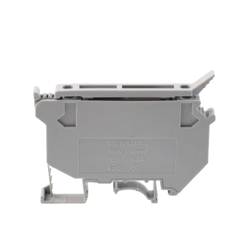 Imagem -05 - Din Rail Terminal Bloco Uk5-hesi Cinza Conector Parafuso Fusível Bloco Terminal Conector Parafuso Fusível Titular Condutor 24v220v 50 Pcs