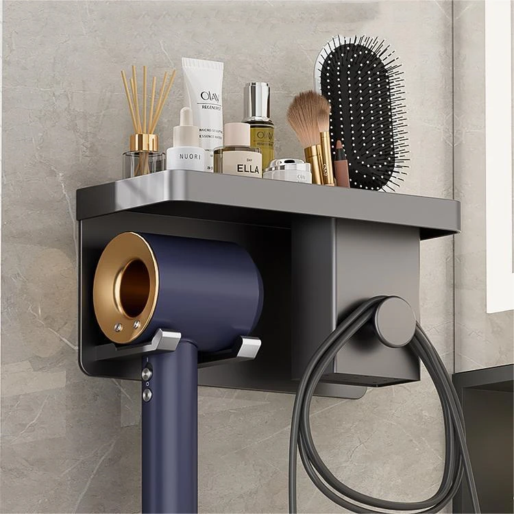أسود مجفف الشعر المنظم الرف ، حامل مجفف شعر الحمام ، رفوف مشط الحائط ، اكسسوارات منفاخ #4