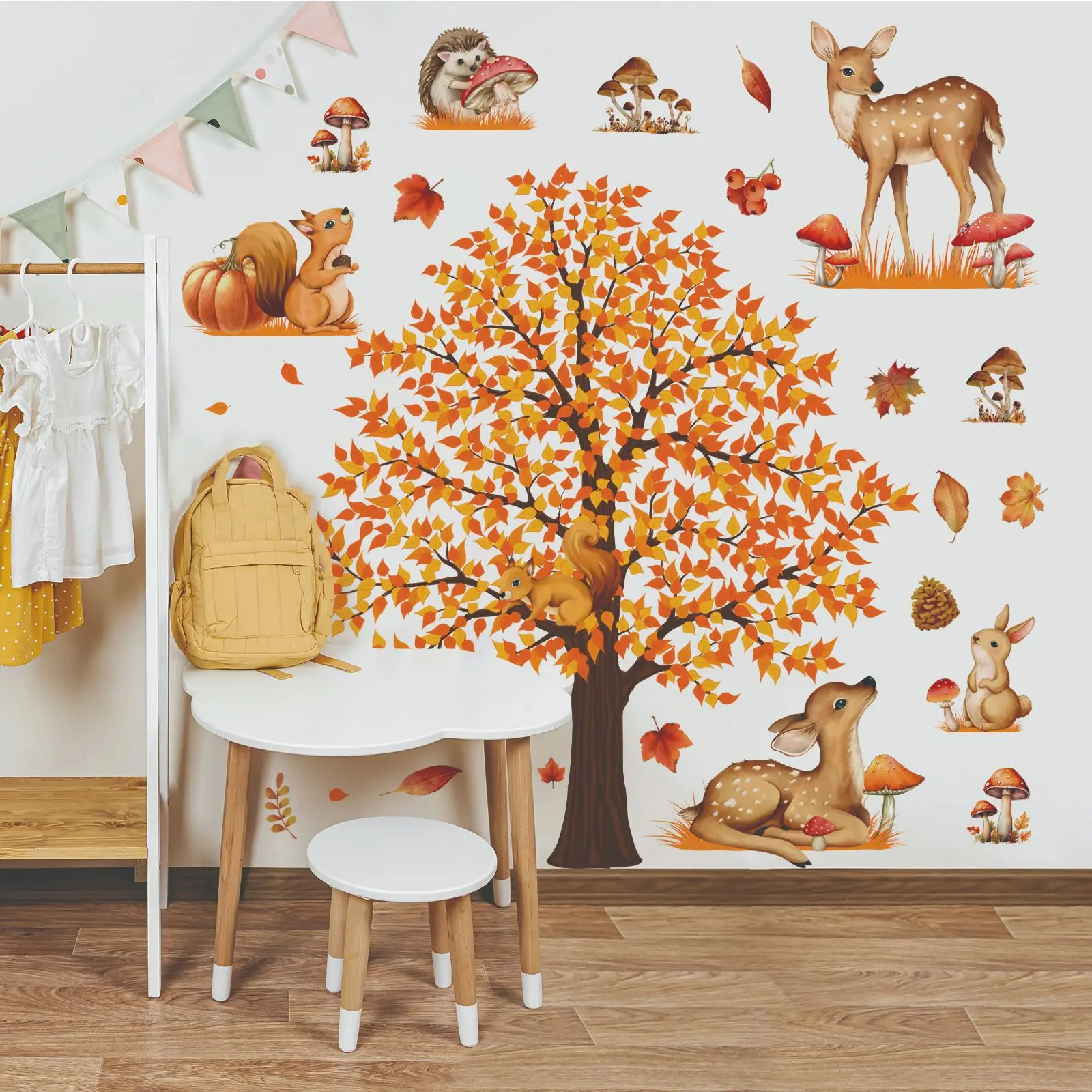 Cartoon Maple Leaf Tree Home Wall Sticker Bedroom Living Room Decoration