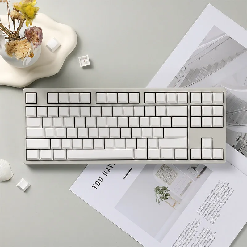 PBTfans Beluga Whale PC Keycaps Pbt Factory Height Keyboard Keycaps Skin Handle Containing Glass Beads For PC Accessories Gifts