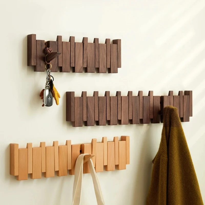 

Creative Piano Keys Solid Wood Coat Racks Wall Mounted Clothes Storage Hangers Entrance Hall Clothing Organizer Hanging Hooks