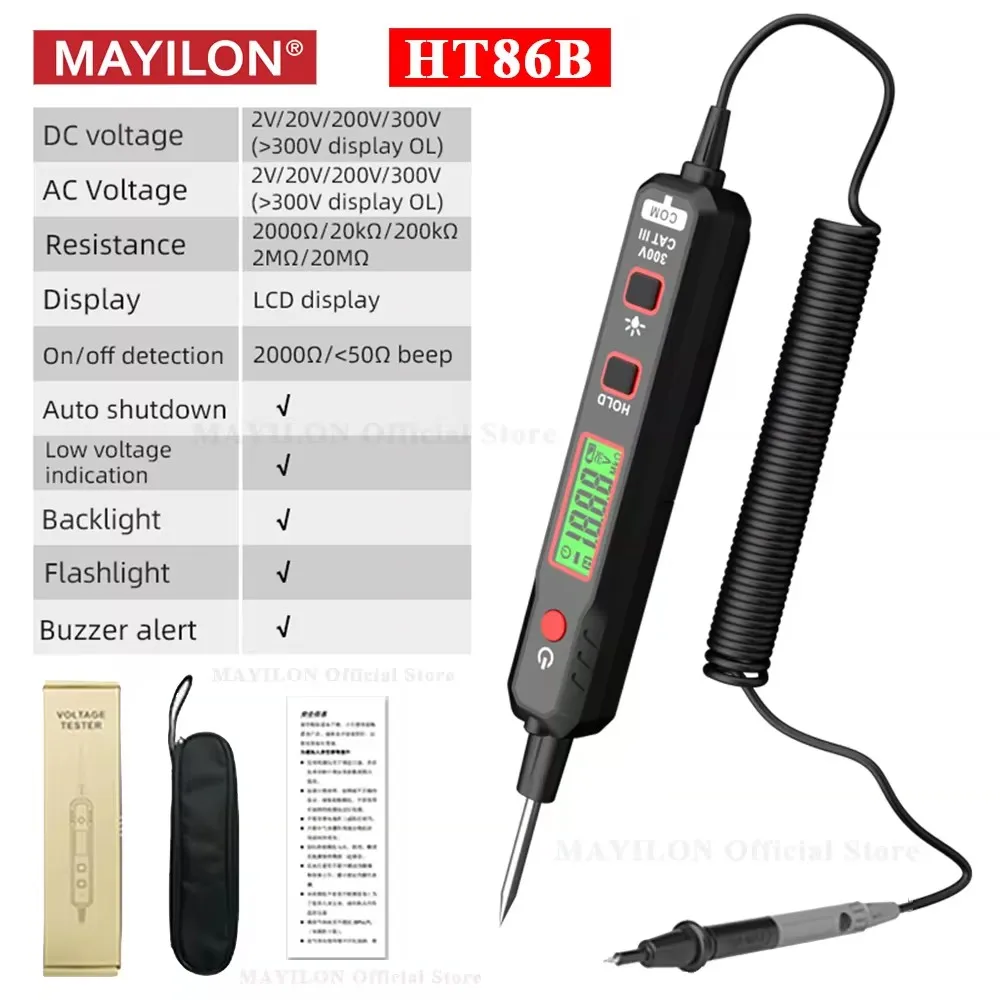 MAYILON Voltage Detector Pen HT86A HT86B Automobile Car Wiring Fault Fuse Diagnostic Circuit Tester Probe Electrical Test Pencil