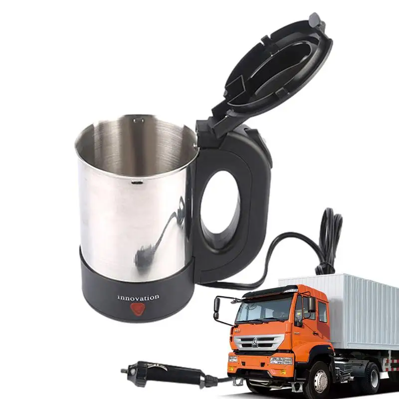 

Electric Travel Kettle 500ml Electric Kettle for Truck Truck Stainless Steel Car Coffee Mug Heated Water Cup Pot Bottle 12V/24V