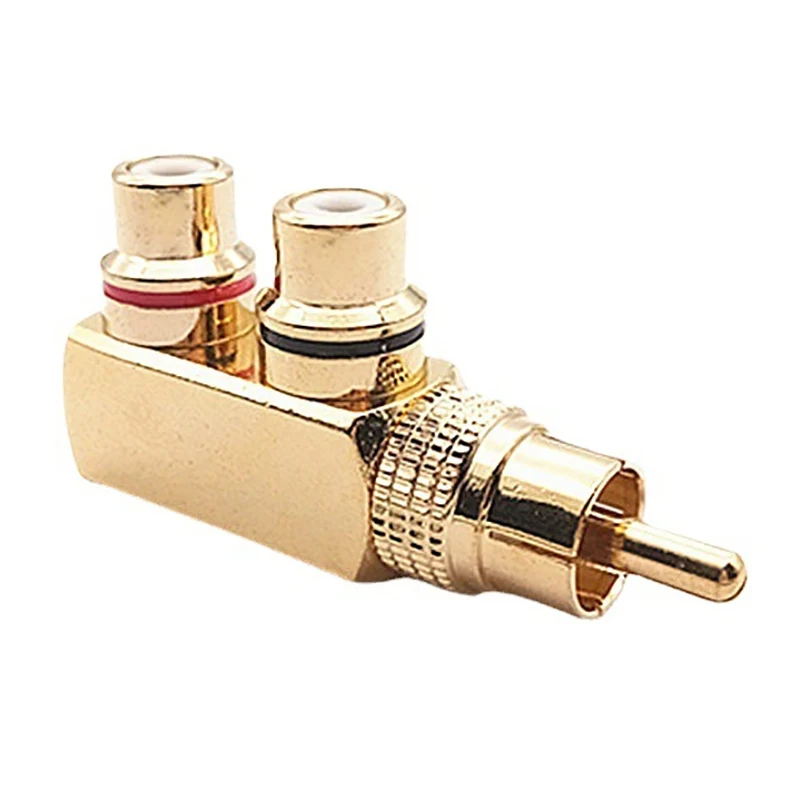 Gold Plated AV Audio Splitter Plug RCA Adapter 1 Male To 2 Female F Connector Tool