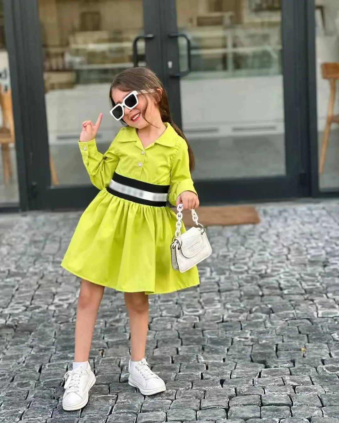 Chic Kids Girls Dress Casual Long Sleeve Dress Perfect Children Clothing For Spring/ Fall For 2 To 9 Years Old