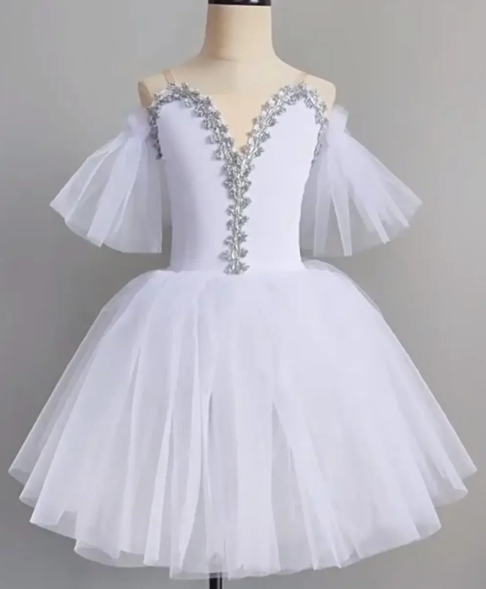 White Long Romantic Women Ballet Tutu Girl Ballet Dress For Girls Child Swan Lake Tutu Tulle Skate Ballerina Dress