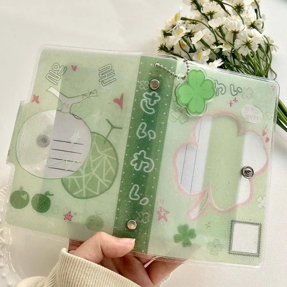 Girl Glitter A7 Size Binder Sticker Storage Book Removable Four-Leaf Clover Binder PVC Material Stationery Loose-Leaf Notebook