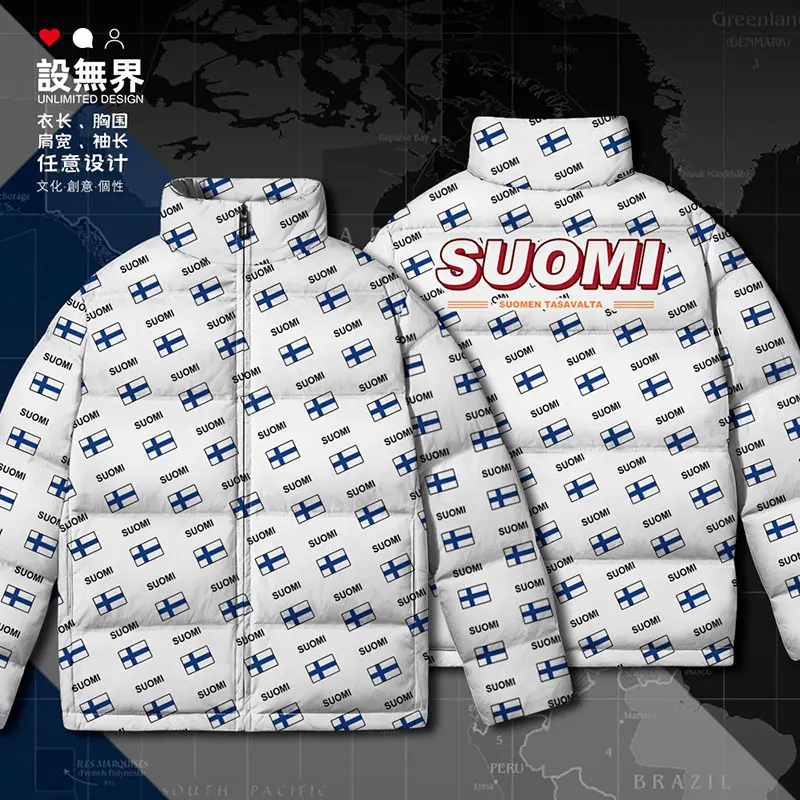 Chaqueta de plumón de pato para hombre, abrigo grueso con estampado de Bandera de País, Finland, Finn y Finland, ropa de moda para exteriores, Invierno