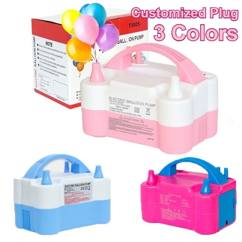 

Pink/Blue/Rose Red Electric Air Balloon Pump 220V 600W Portable Dual Nozzle Inflator/Blower for Party Decoration