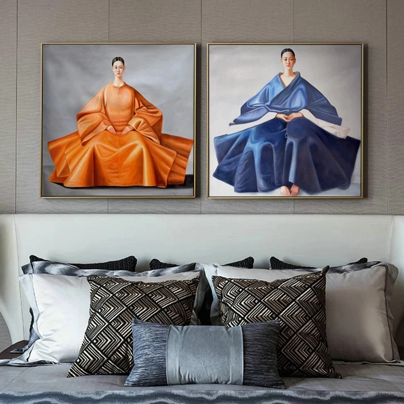 Gorgeous Clothing Korean Japanese Oriental Women Canvas Painting Wall Art Solemn Posters and Prints Living Room Home Decoration