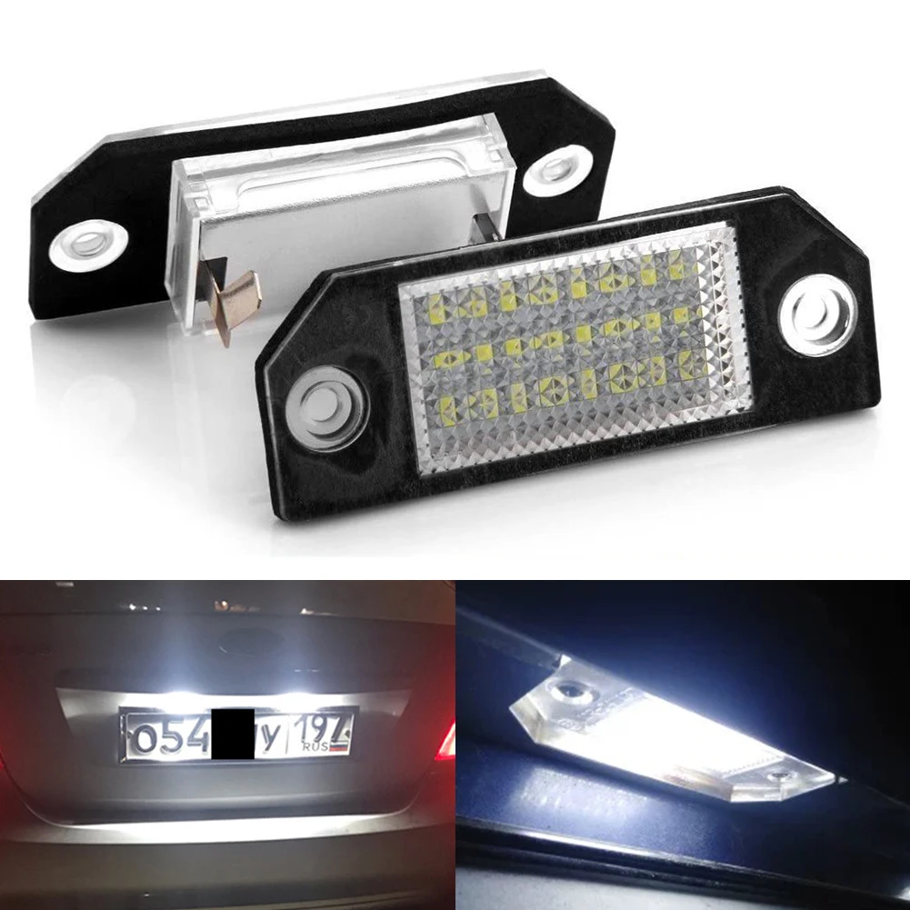 Car License Plate Lights 12V LED White Number Lamps Plate Light Tail Signal Lamp Assembly For Ford Focus 2 MK2 2003-2008 C-MAX