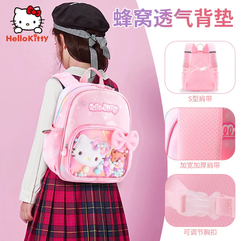 Sanrio Olá Kitty estudante mochila, bonito dos desenhos animados, grande capacidade, Casual crianças mochila, novo