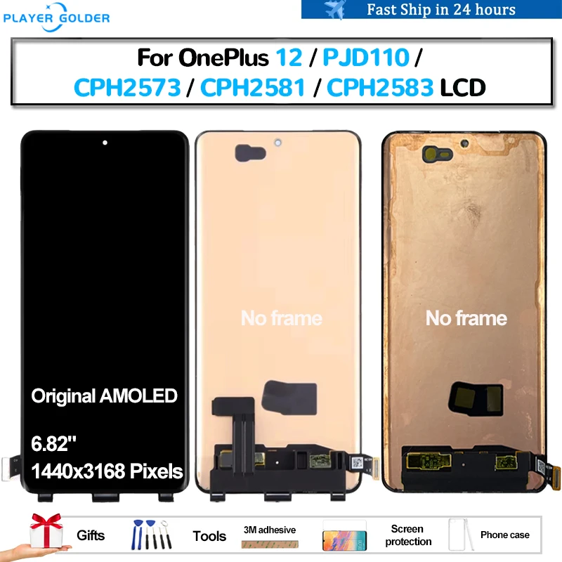 Original AMOLED For OnePlus 12 PJD110 CPH2573 CPH2581 CPH2583 Pantalla lcd Display Touch Panel Screen Digitizer Assembly Repair