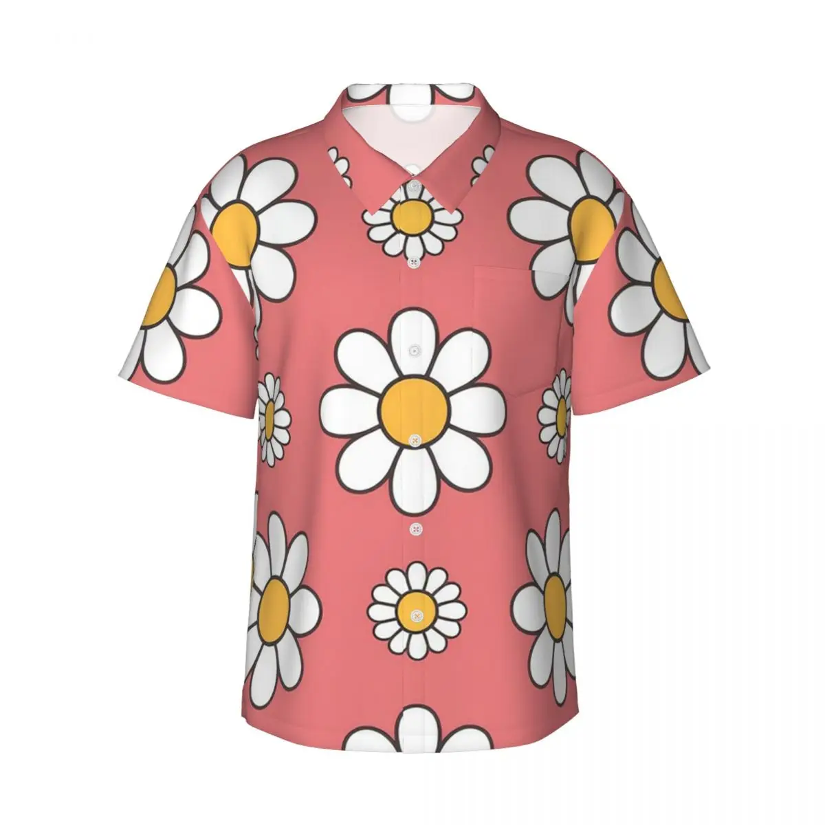 Daisy, Daisy, Daisy Men's Shirts Hawaiian Short Sleeve Shirt Casual Button Tops for Summer Beach
