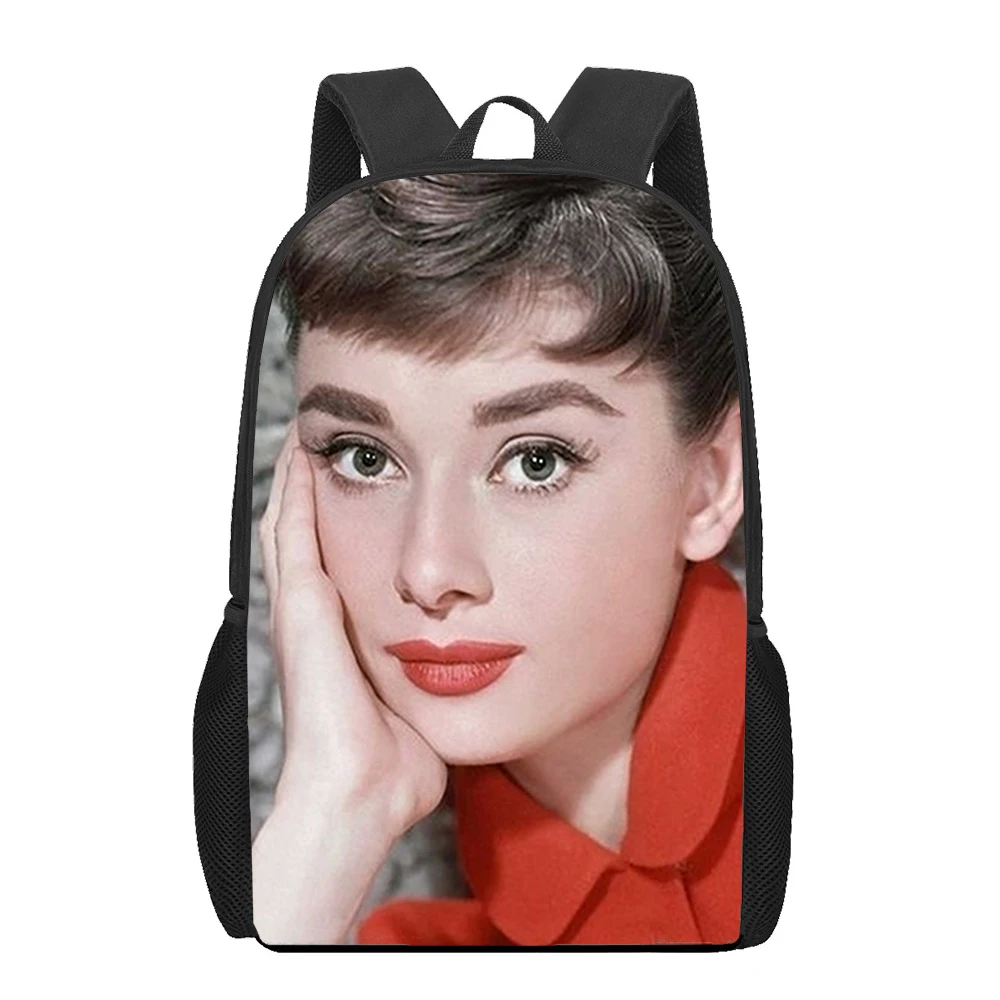 Sac à dos imprimé Audrey Hepburn pour hommes et femmes, sacs d'école pour enfants, sacs de rangement décontractés pour adolescents, sac à dos pour étudiants initié