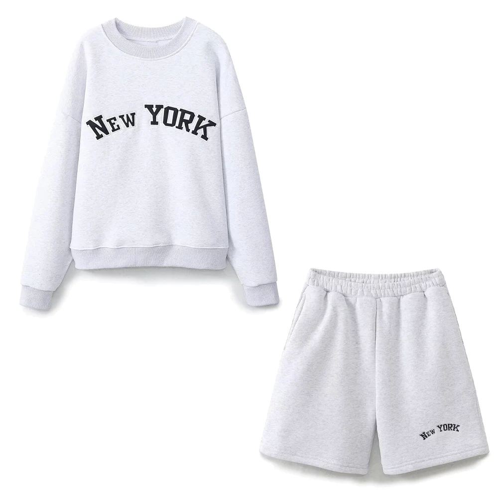 

Women's New Product Loose Text Embroidered Fleece Hoodie Elastic Waist Fleece Casual Comfortable Shorts