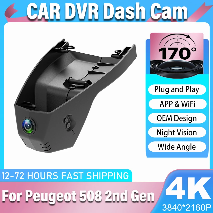 Dash Cam 4K for Peugeot 508 2nd Gen 2022 2021 2020 2019,Plug and Play Car DVR for Peugeot 508SW PSE SW Sport Engineered Berline