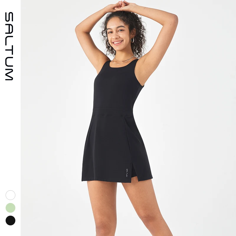 

Womens Tennis Exercise Workout Dress with Built-in Shorts Sleeveless Athletic Dresses for Golf Tennis