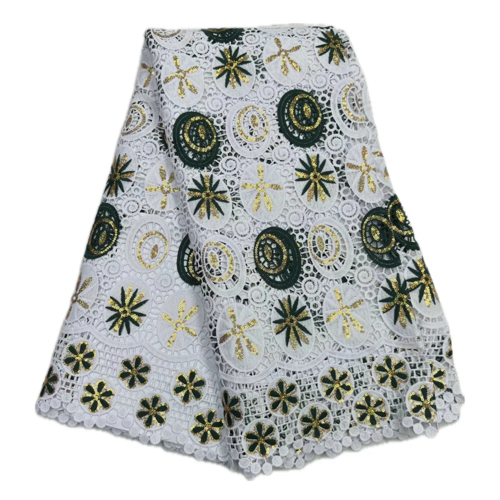 Fashional الترتر للذوبان في الماء أقمشة الدانتيل النيجيري 5 ياردة جبر الدانتيل المواد لخياطة فستان الزفاف الملونة الحبل الدانتيل