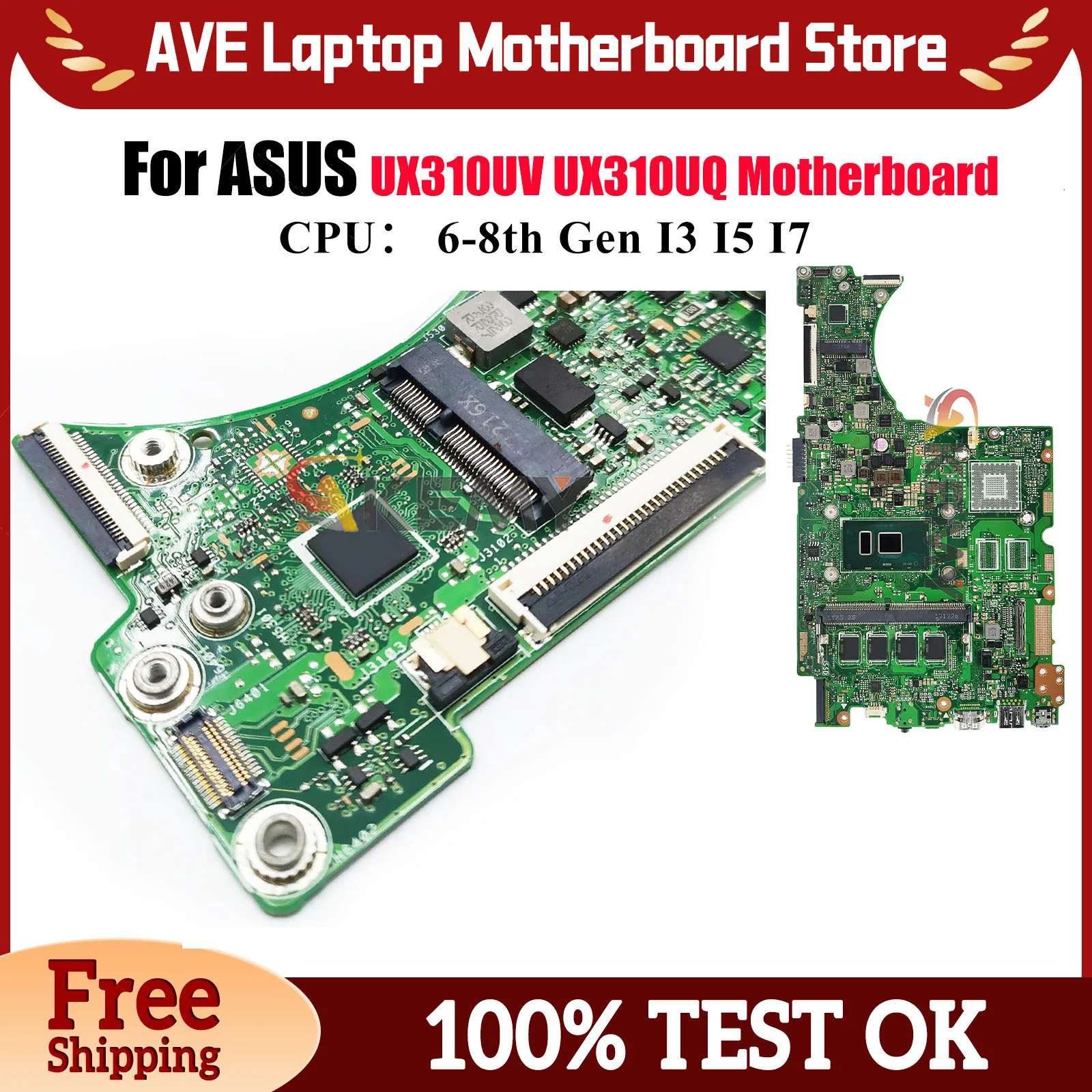 

Материнская плата для ноутбука ASUS UX310UA U3000U UX310UV UX310UFR UX310UAK UX310UQR RX310U UX310UQ UX310UQK с процессором I3 I5 I7