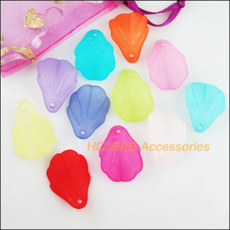 Fashion 50Pcs Mixed Acrylic Plastic Teardrop Leaves Charms Pendants 18x26mm