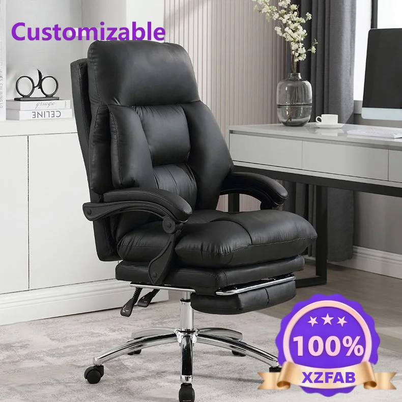 Factory Direct 2026 new computer chair leather first layer cowhide home office chair reclining comfortable sedentary  chair