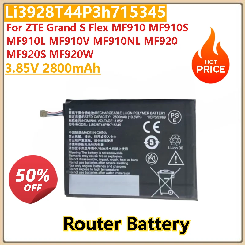 

100% New 3.85V 2800mAh Li3928T44P3h715345 High Quality Router Battery For ZTE Grand S Flex MF920 MF920S MF920W MF910/S/L /V/NL