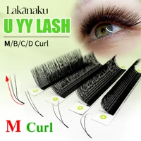 LAKANAKU M Curl U YY pestañas esponjosas extensiones de pestañas prefabricadas ventiladores suaves volumen Cilios YY