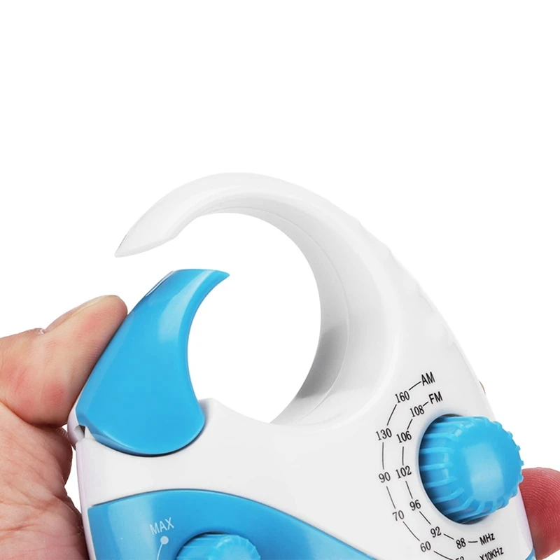 Waterproof Shower Radio, AM/FM Radio With Adjustable Volume Speakers, Portable Speakers With Hook Handle, Easy To Use