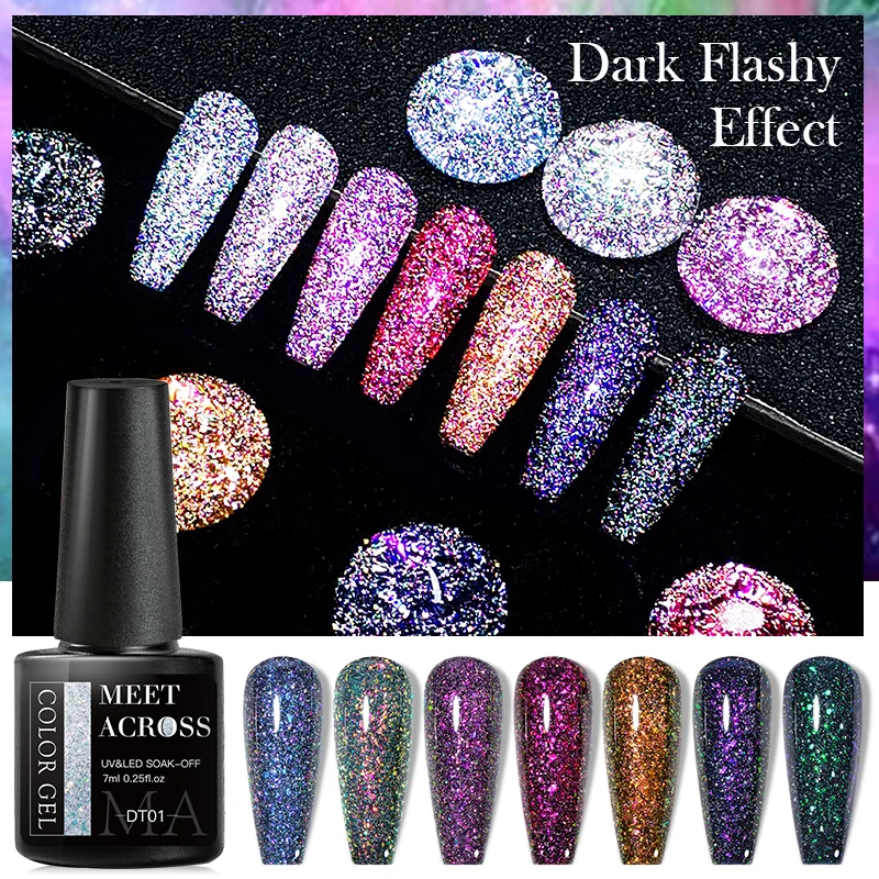 7Ml สะท้อนแสง Glitter Gel Glitter Sparkling Sequins เล็บเจล Soak Off Uv Led Nail Art Gel Varnishes ต้องการ base Coat