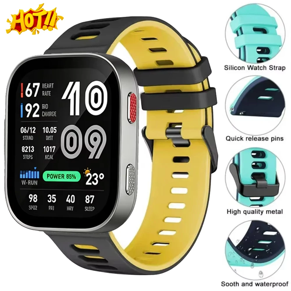 20mm 22mm Two-tone Silicone Band for Amazfit Bip Max Comfortable Bracelet Correa for Amazfit Active Max 3 2/Balance 3/T-Rex3 Pro