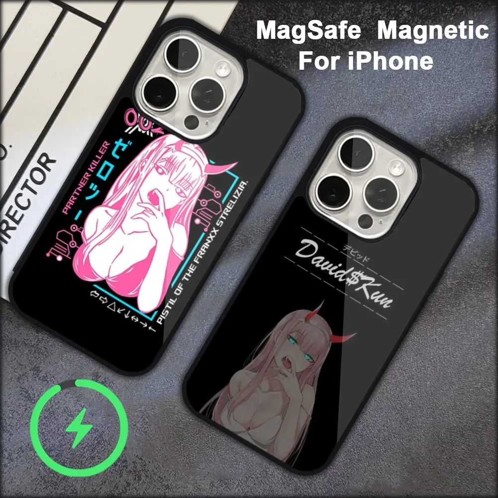 DARLING In The FRANXX Zero Two Phone Case For iPhone 15 14 13 12 11 Pro Max Plus  Magsafe Black Soft Cover