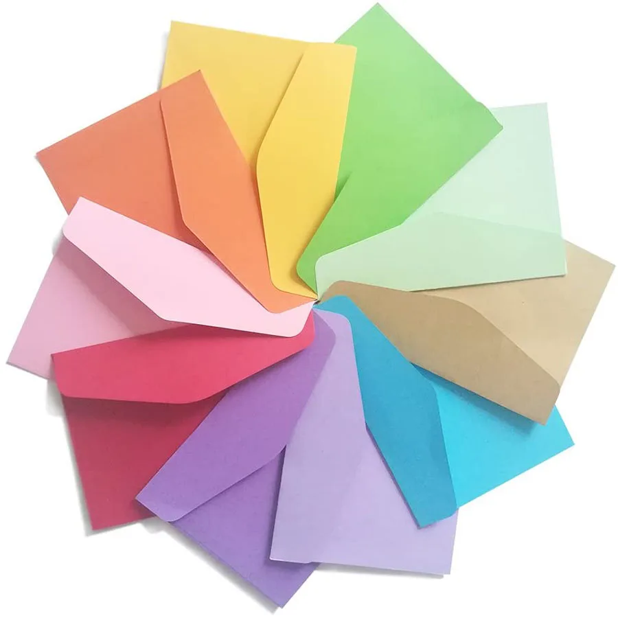 

100 Pcs Mini Envelopes 10 Colors Gift Card Envelopes,Perfect Personalize Gift Cards, Wedding Envelopes or Birthday Party Cards