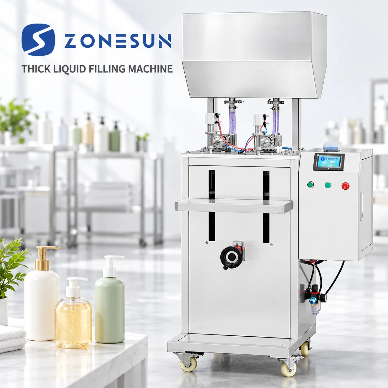 ZONESUN Rotor Pump Honey Bottle Filling Machine Thick Liquid Filler Edible Oil Detergent Shampoo Servo Motor ZS-GTRP2