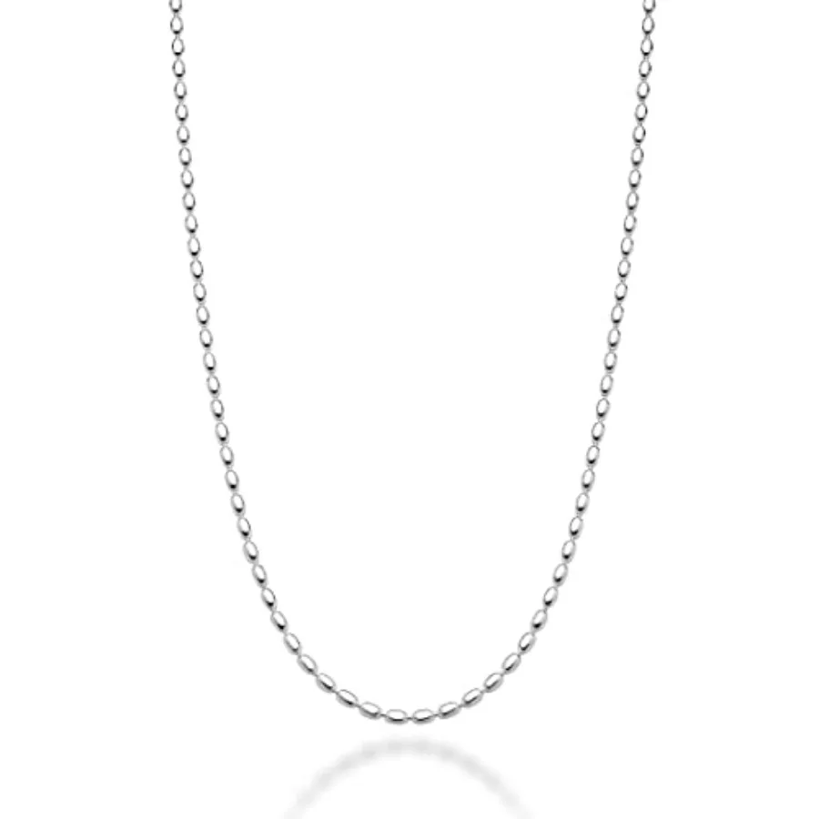 

Итальянское ожерелье Miabella из стерлингового серебра 925 пробы с овальными бусинами и цепочкой-шариком, сделано в Италии