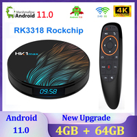 HK1 Max Smart TV Box NEW Android 11.0 USB3.0 Rockchip RK3318  4G 32G 64G Dual Wifi  HD 4K Media Player Voice Assistant TVBox