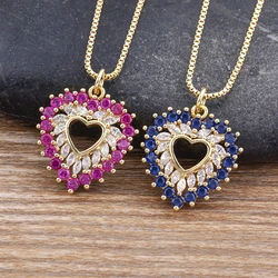 Nidin New Arrival Romantic Heart Shape Sparkling Zircon Pendant Necklace 3 Colors For Women Female Fine Jewelry Gifts Wholesale